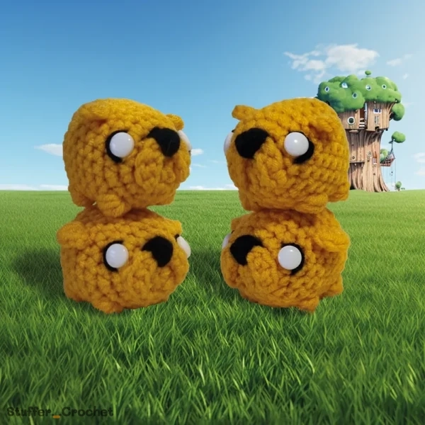 adventure dog crochet keychain