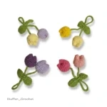 crochet two tolip flowers keychain