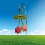 crochet two tolip flowers keychain