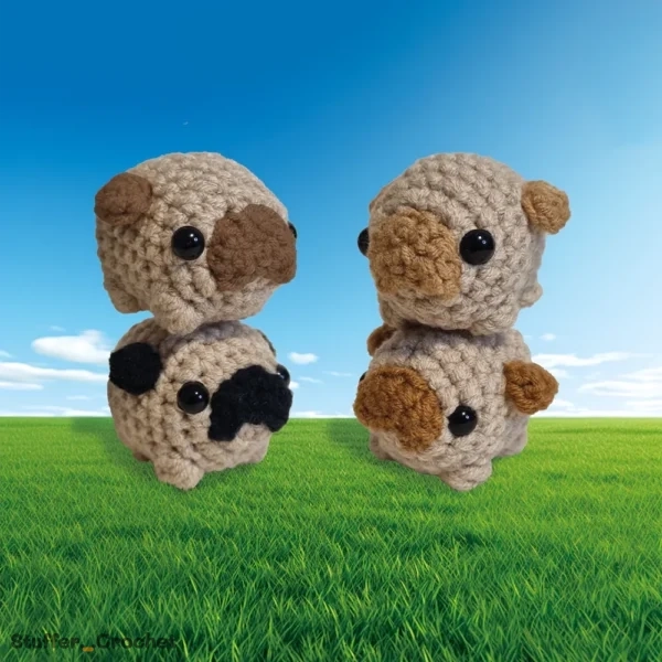 Pug Crochet Keychain