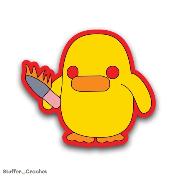 red angry kapi with knife duck sticker