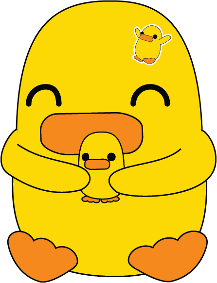 duck with doll and stiker
