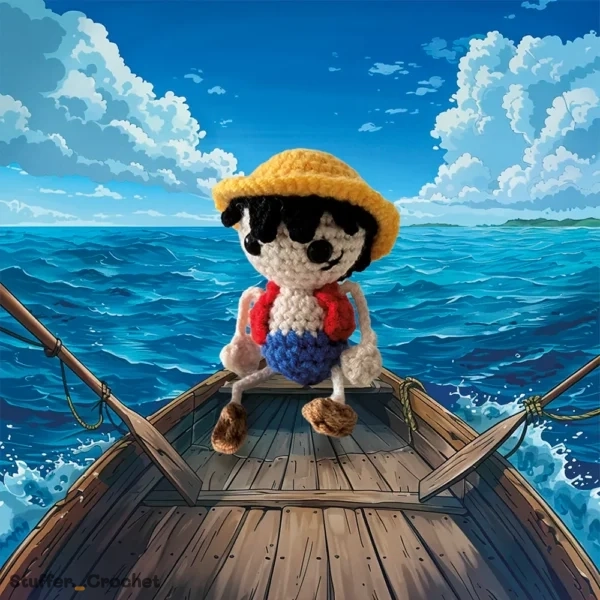 sraw hat crochet keychain